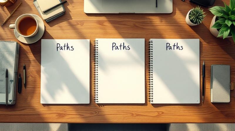 Drei verschiedene Arbeitsumgebungen nebeneinander: modernes Coworking, klassisches Mittelstandsbüro, Konzernzentrale bei Tageslicht