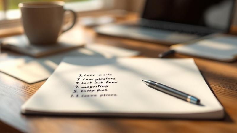 Offenes Notizbuch mit Stift, Laptop im Hintergrund, Liste mit Grundkenntnissen