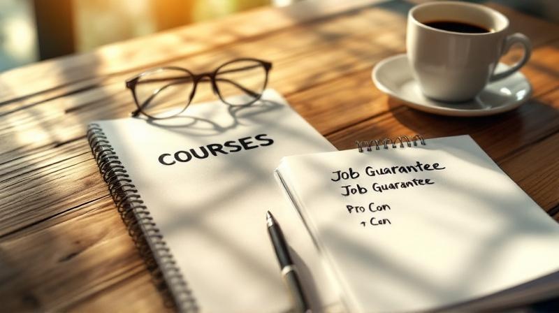 Notizblock mit Pro- und Kontra-Liste zum Thema Jobgarantie